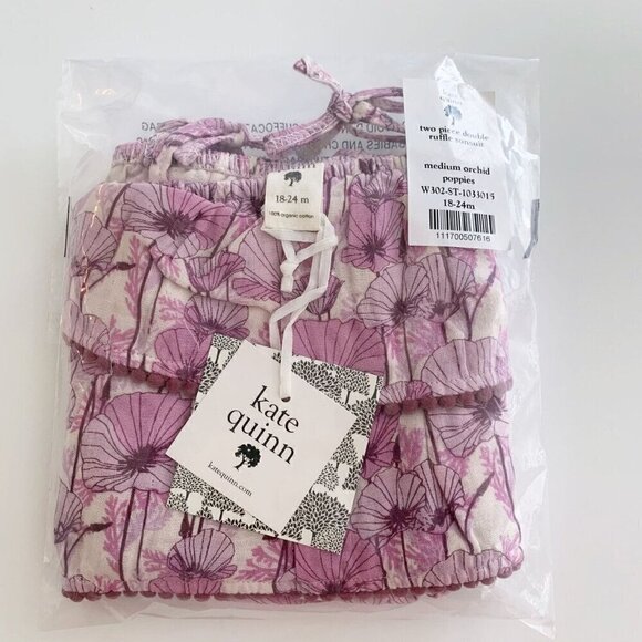 Kate Quinn Organics Baby Girl Medium Orchid Poppies Sunsuit 18-24 Months - Picture 6 of 7